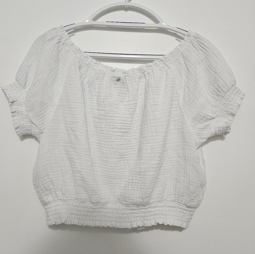 DKNY Jeans Crop Top Blouse Cotton Size Large NWT - Picture 2 of 7